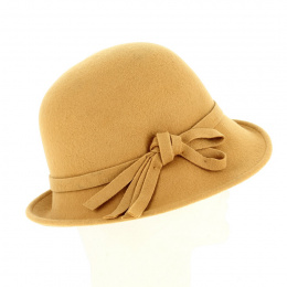 Chapeau cloche feutre laine moutarde - Traclet