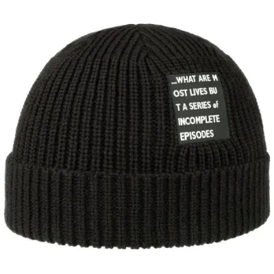 Black Reversible Beanie with Text Badge - Stetson Reference: 13236 | Traclet Hattery