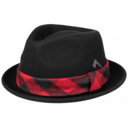 Porkpie Lumberjack Hat Felt Wool Black - Stetson