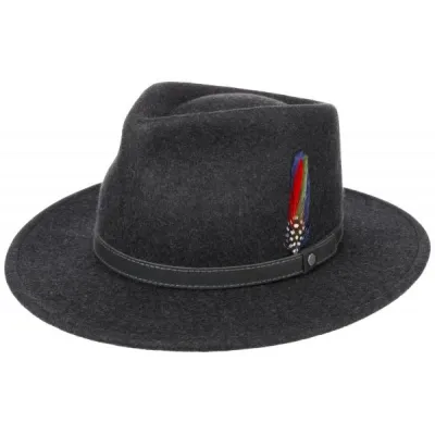 Chapeau traveller/Fedora Estarico Feutre Laine Gris Chiné - Stetson