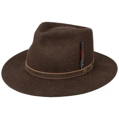 Stetson Estarico Wool Felt Fedora Hat in Mottled Brown Reference: 13039 | Traclet Hat Shop