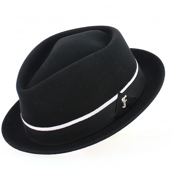 Cheverny Porkpie Hat Crushable Felt Black - Fléchet