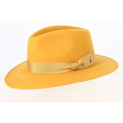Chapeau Fedora Acacia Feutre FLHH137- Jaune-Moutarde - Fléchet Reference : 13531| Chapellerie Traclet