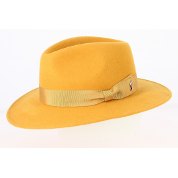 Fedora Acacia Mustard Yellow Felt Hat - Fléchet