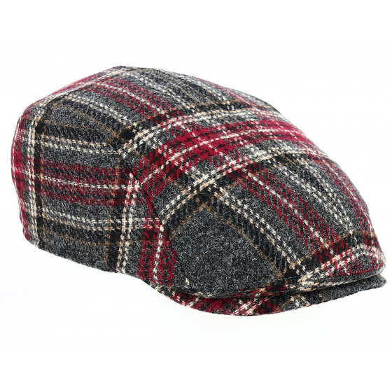 Jackson Flat Cap Grey & Red Wool - Göttmann