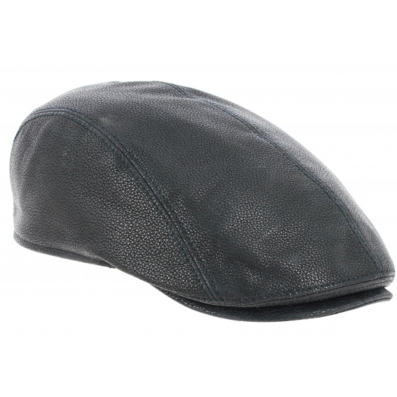 Domed Jackson Black Leather Cap - Göttmann