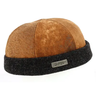 Docker Jersey Leather Beanie Camel - Göttmann Reference: 7614 | Traclet Hat Shop