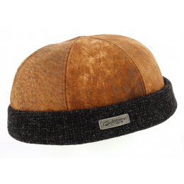 Docker Jersey Leather Beanie Camel - Göttmann