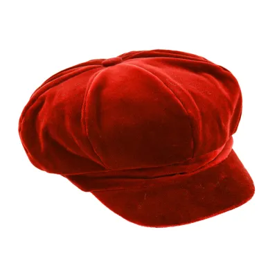 Anna Newsboy Cap Red Velvet - Traclet Reference: 13562 | Traclet Hat Shop