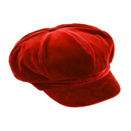 Casquette Gavroche d'hiver Anna Velours Rouge - Traclet