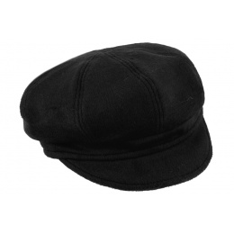 Women's Black Wool Newsboy Cap - Traclet