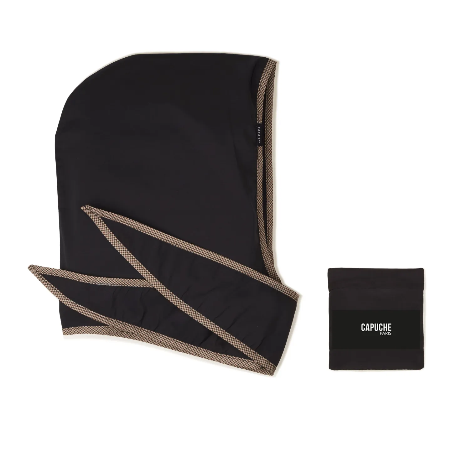 Black Houndstooth Rain Hood Reference: 13588| Traclet Hatters