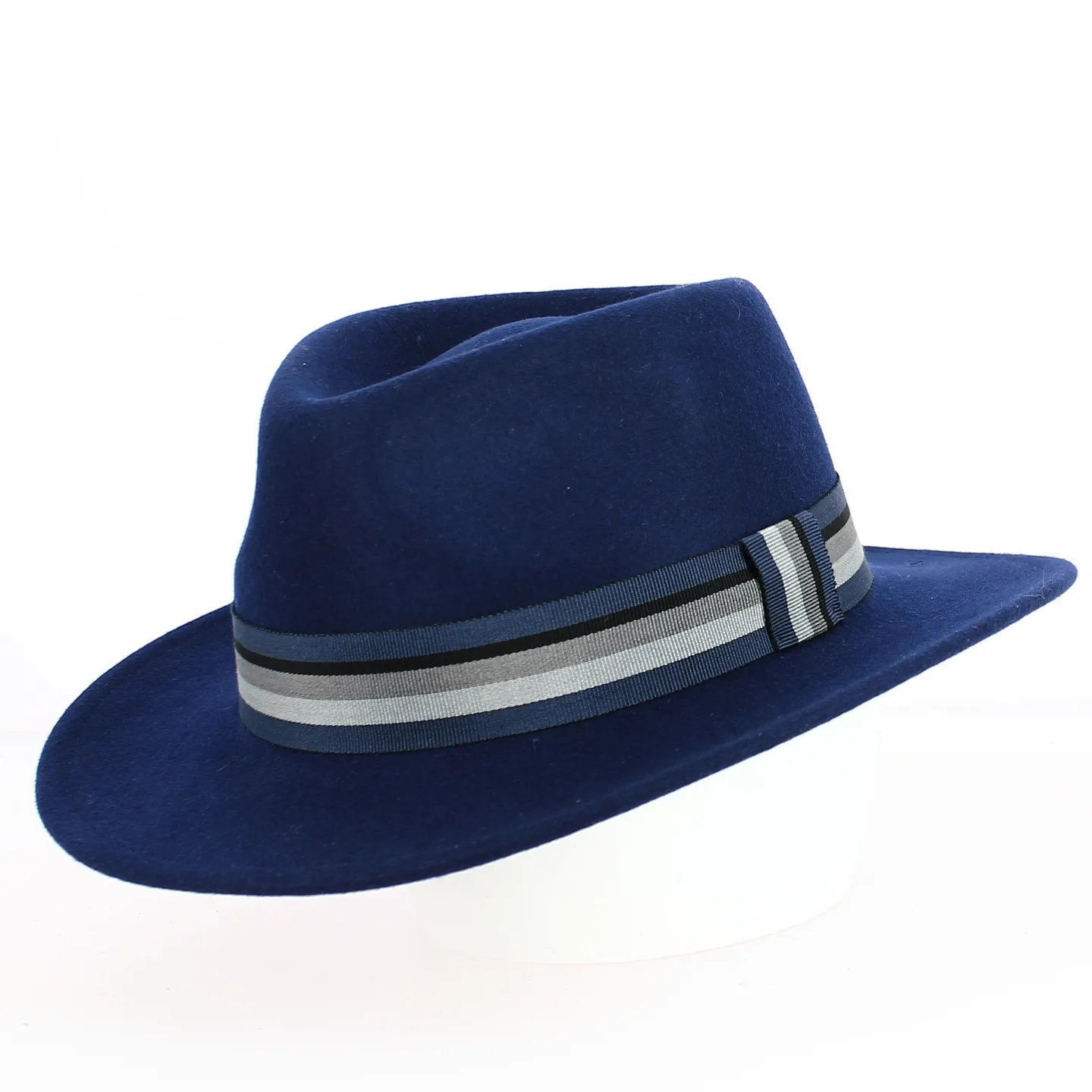 Chapeau Fedora Sonora feutre laine bleu marine - Traclet