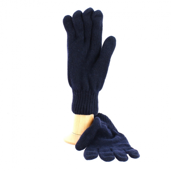 Navy blue woolen gloves - Traclet