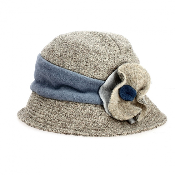 Le Julia beige & blue cloche hat - Traclet
