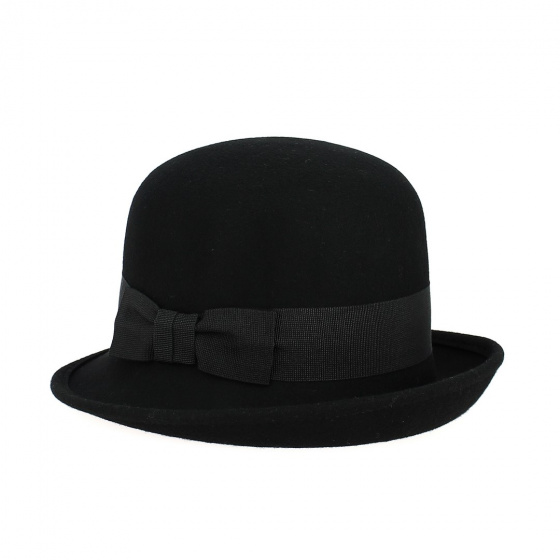 Silvia cloche hat black wool felt - Traclet