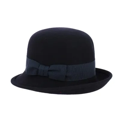 Chapeau cloche Silvia feutre laine bleu marine - Traclet
