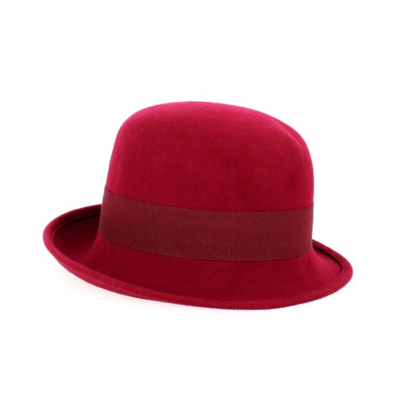 Chapeau cloche Silvia feutre laine bordeaux - Traclet