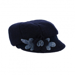 Cap Gavroche Le Lana navy blue wool - Traclet