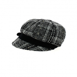 Cap Gavroche black & white wool - Traclet