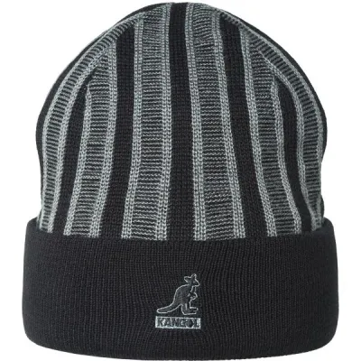 Bonnet à rayures noir et gris - Kangol
