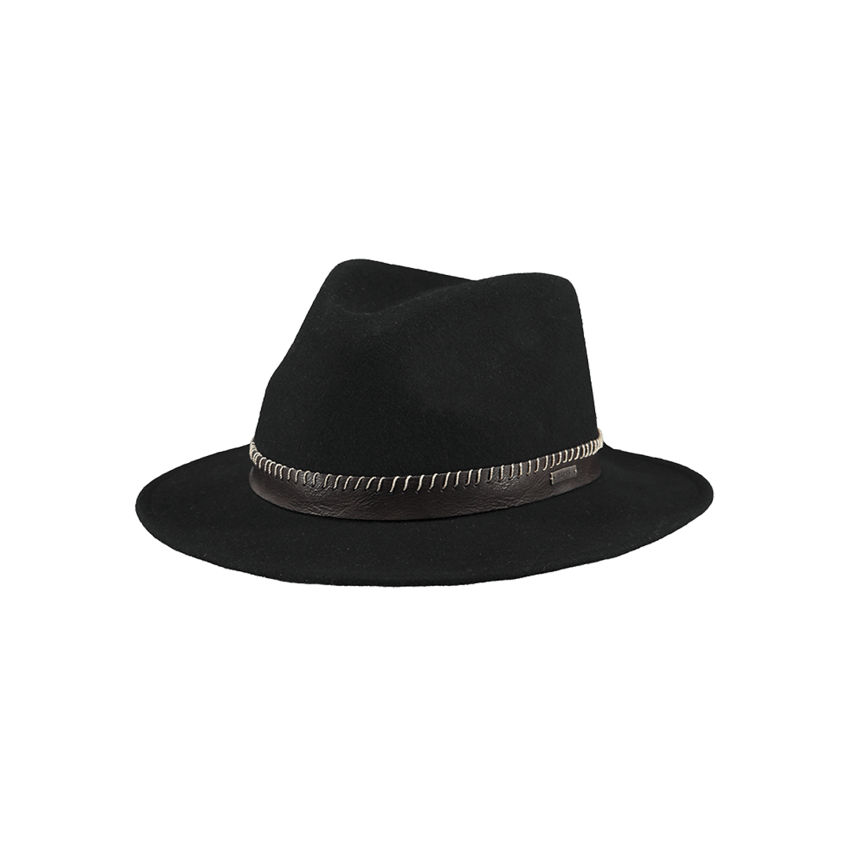 Chapeau Fedora Classique En Feutre De Laine Noir - Bande Blanche, Large Bord (diamètre 30,5 Cm)
