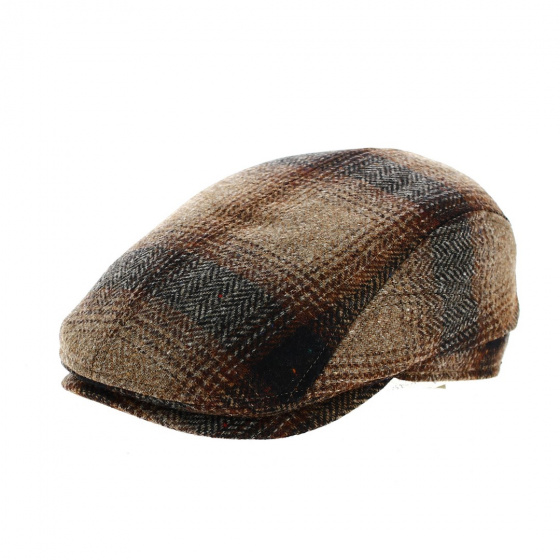 Belvedere Brown Wool Checkered Cap - Göttmann