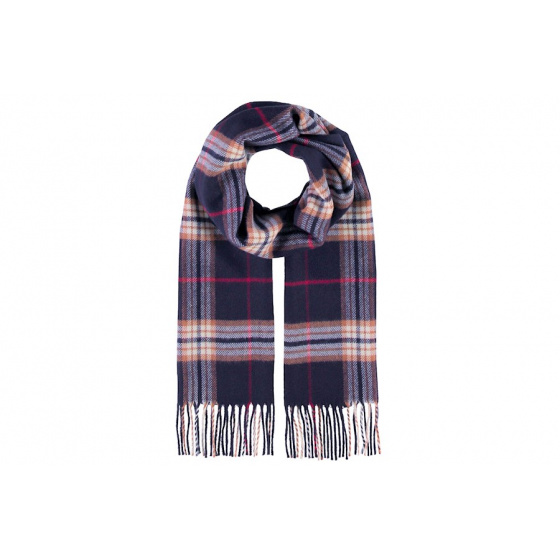 Navy Blue Plaid Glasgow Scarf - Traclet