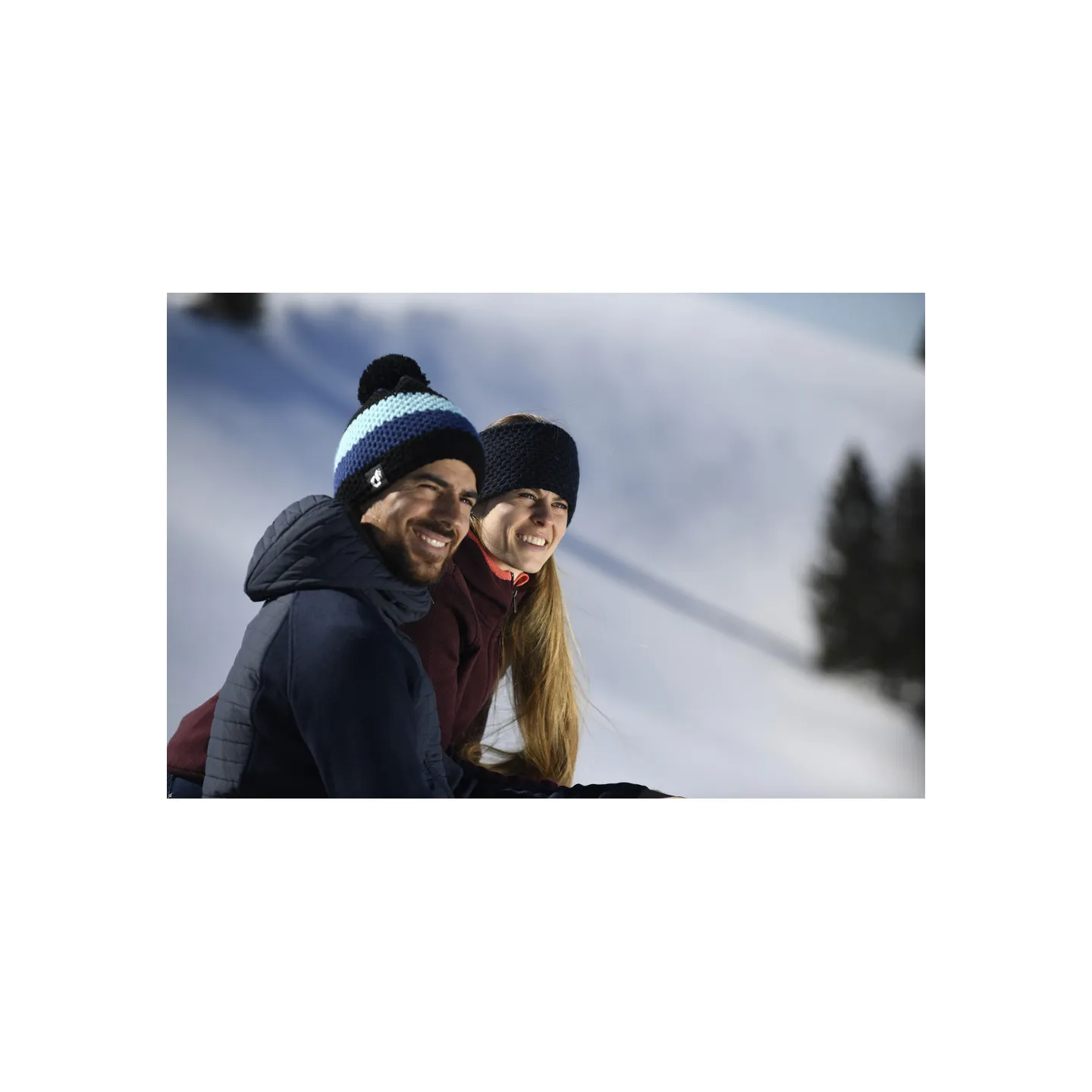 Royal White Azure Blue and Black Pompom Beanie - LeDrapo | Traclet Hat Shop