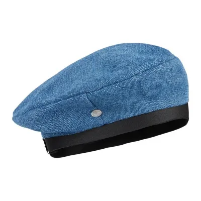 Women's Blue Linen Noah Beret - Laulhère Reference: 12577 | Traclet Hat Shop