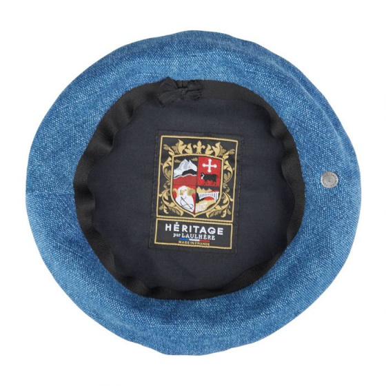 Women's Blue Linen Noah Beret - Laulhère