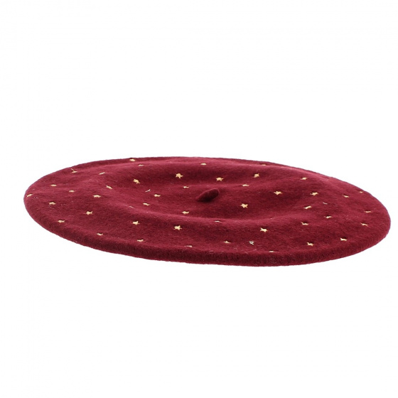 Béret fantaisie laine bordeaux - Traclet