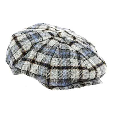 Frank Wool Irish Cap gray-blue checkered pattern - TRACLET