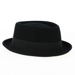 Chapeau Porkpie Feutre Laine Noir- Traclet