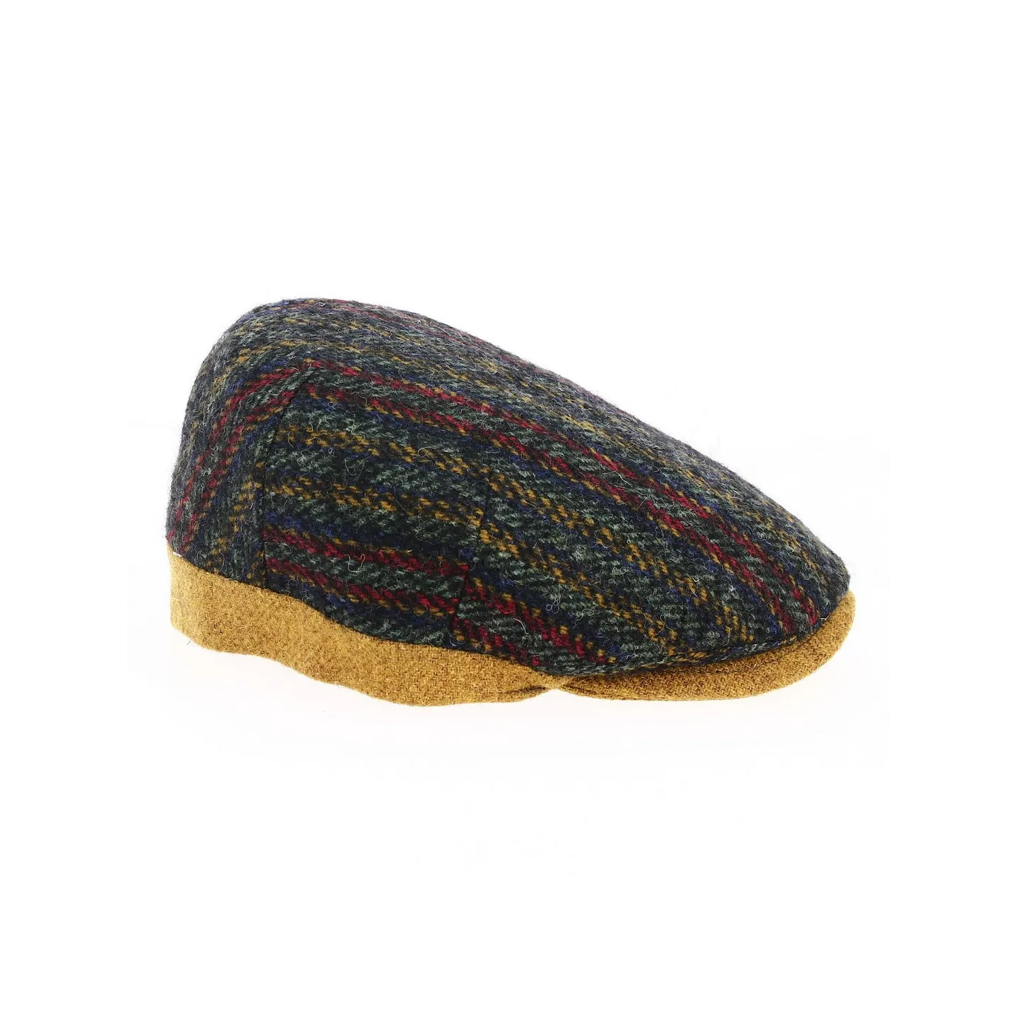 Le Merlo Flat Cap in mustard wool & multicolor - Traclet