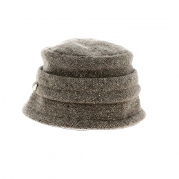 Cloche Hat Julie wool light brown - Traclet