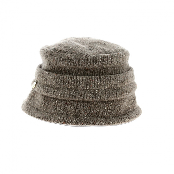 Cloche Hat Julie wool light brown - Traclet