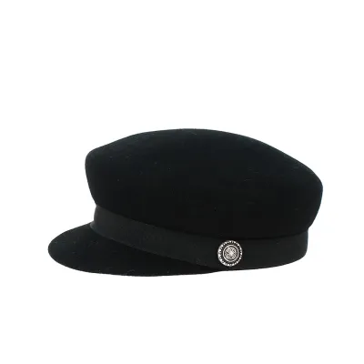 Curved cap La Joka black wool felt - Traclet