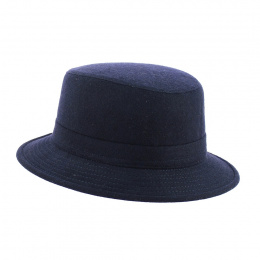 Navy Blue Wool Bucket Hat - Traclet