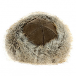 Kyzyl-Taiga beige leather and fur toque