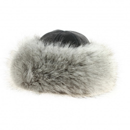 Nastasia Toque Leather & Silver Fox Faux Fur - Traclet