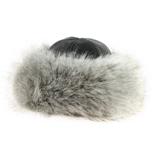 Nastasia Toque Leather & Silver Fox Faux Fur - Traclet