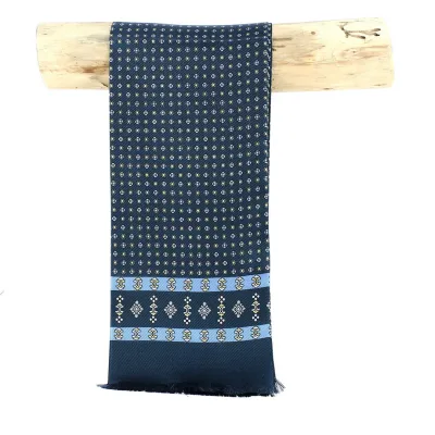 Foulard en soie Dexo bleu et jaune - Traclet