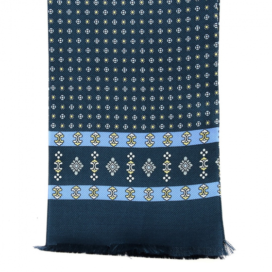 Foulard en soie Dexo bleu et jaune - Traclet Foulard en soie Dexo bleu et jaune - Traclet