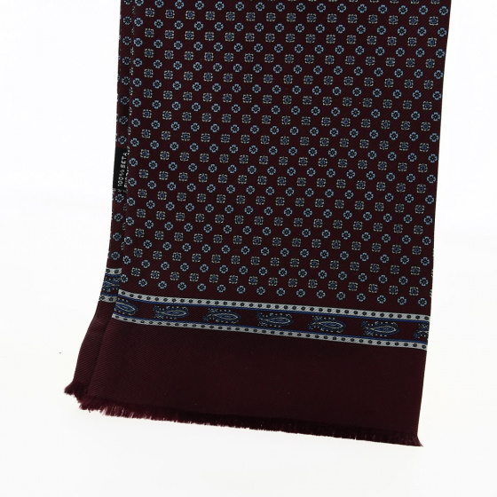 Foulard en soie Leo bordeaux et bleu clair - Traclet Foulard en soie Leo bordeaux et bleu clair - Traclet