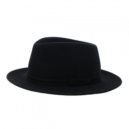 Black Wool Felt Fedora Hat - Panizza