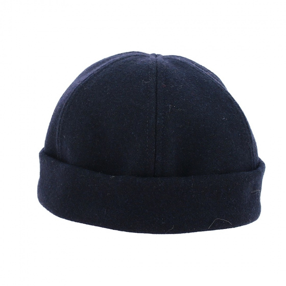 Navy blue wool docker hat - Crambes