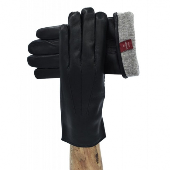 Gants homme en cuir et en soie noir - Traclet Gants homme en cuir et en soie noir - Traclet