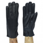 Leather and black silk gloves for men - Traclet