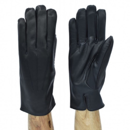 Leather and black silk gloves for men - Traclet